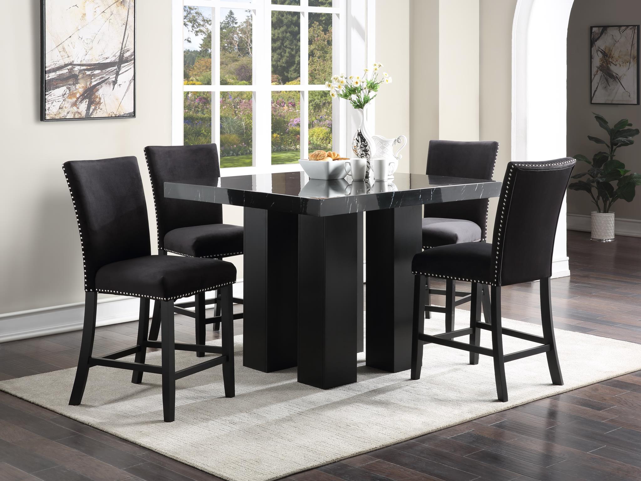 COUNTER TABLE & 4 BLACK CHAIRS view 2
