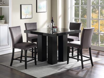 COUNTER TABLE & 4 GRAY CHAIRS