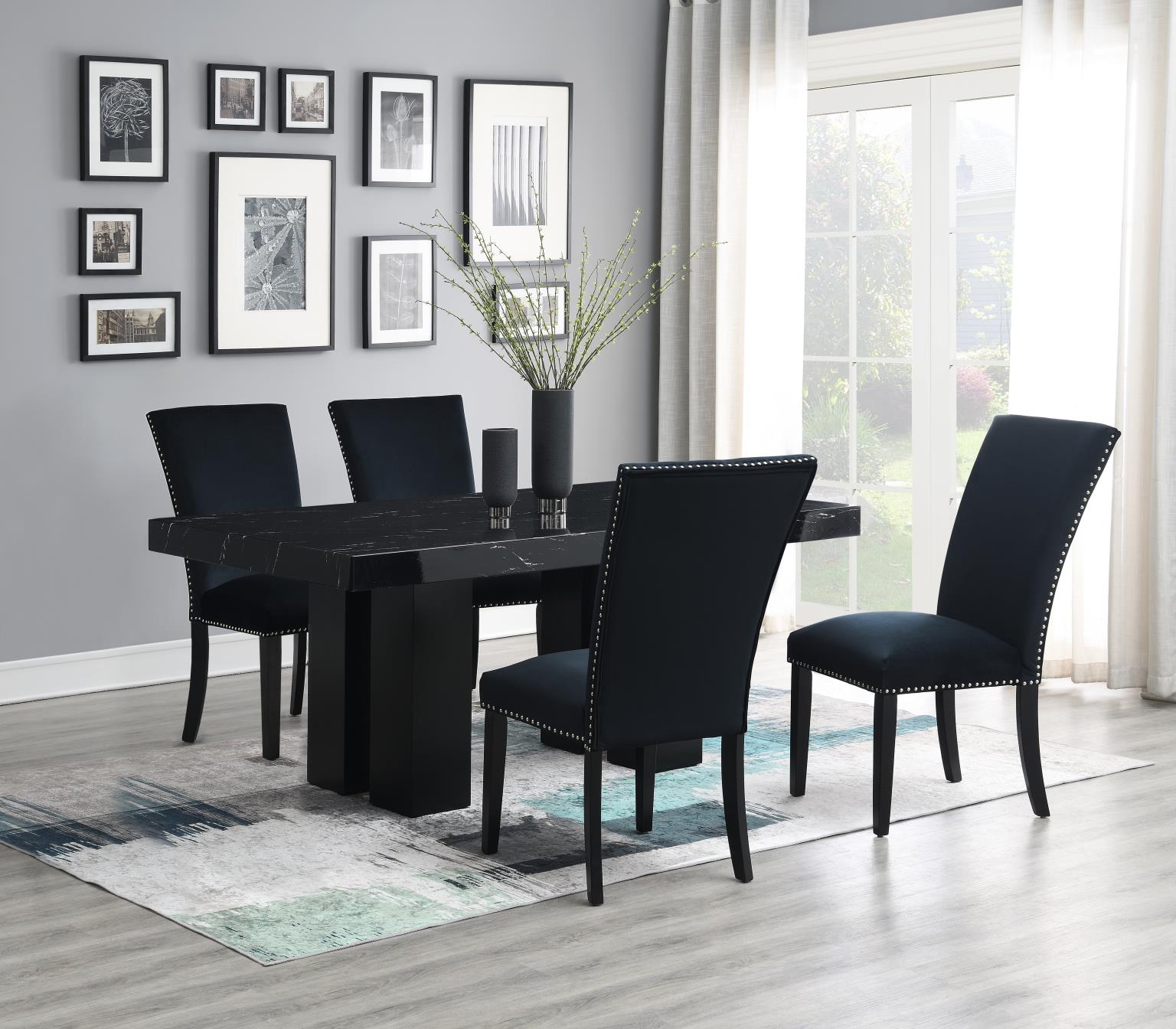 DINING TABLE & 4 BLACK CHAIRS view 2