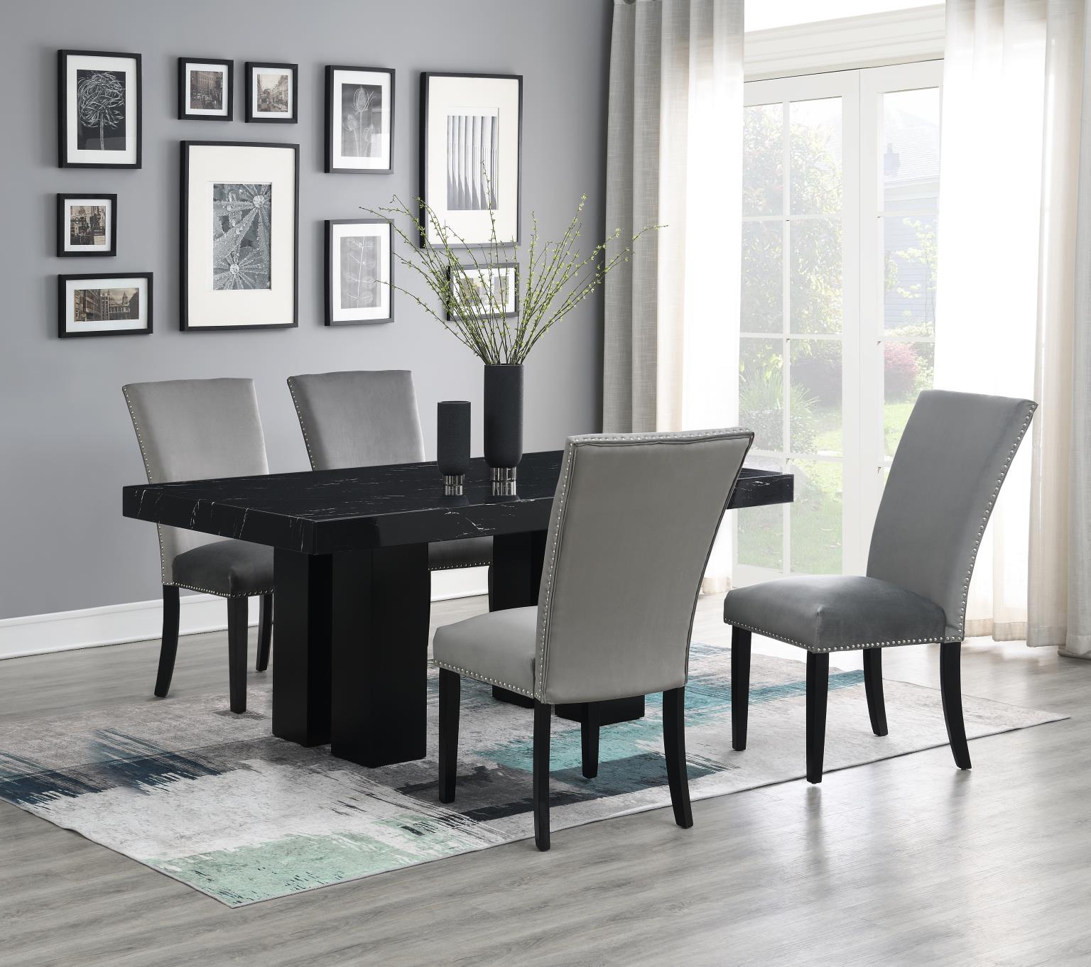 DINING TABLE & 4 GRAY CHAIRS view 2