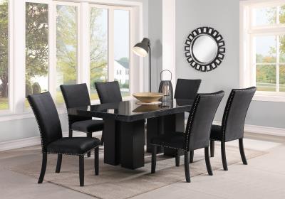 DINING TABLE & 6 BLACK CHAIRS