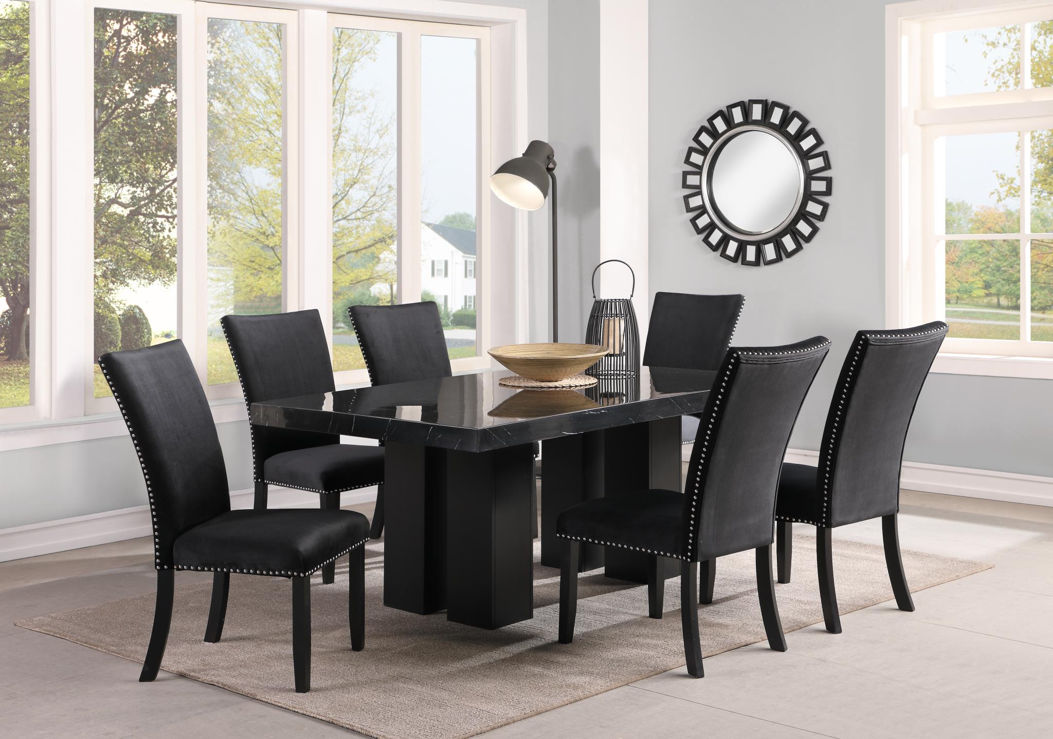 DINING TABLE & 6 BLACK CHAIRS view 2