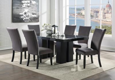 DINING TABLE & 6 GRAY CHAIRS