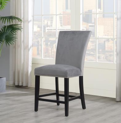 GRAY VELVET COUNTER CHAIR (PRICE PER CHAIR/MOQ 2)
