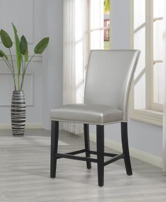 SILVER PU COUNTER CHAIR (PRICE PER CHAIR/MOQ 2)