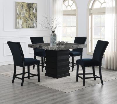 COUNTER TABLE & 4 BLACK CHAIRS