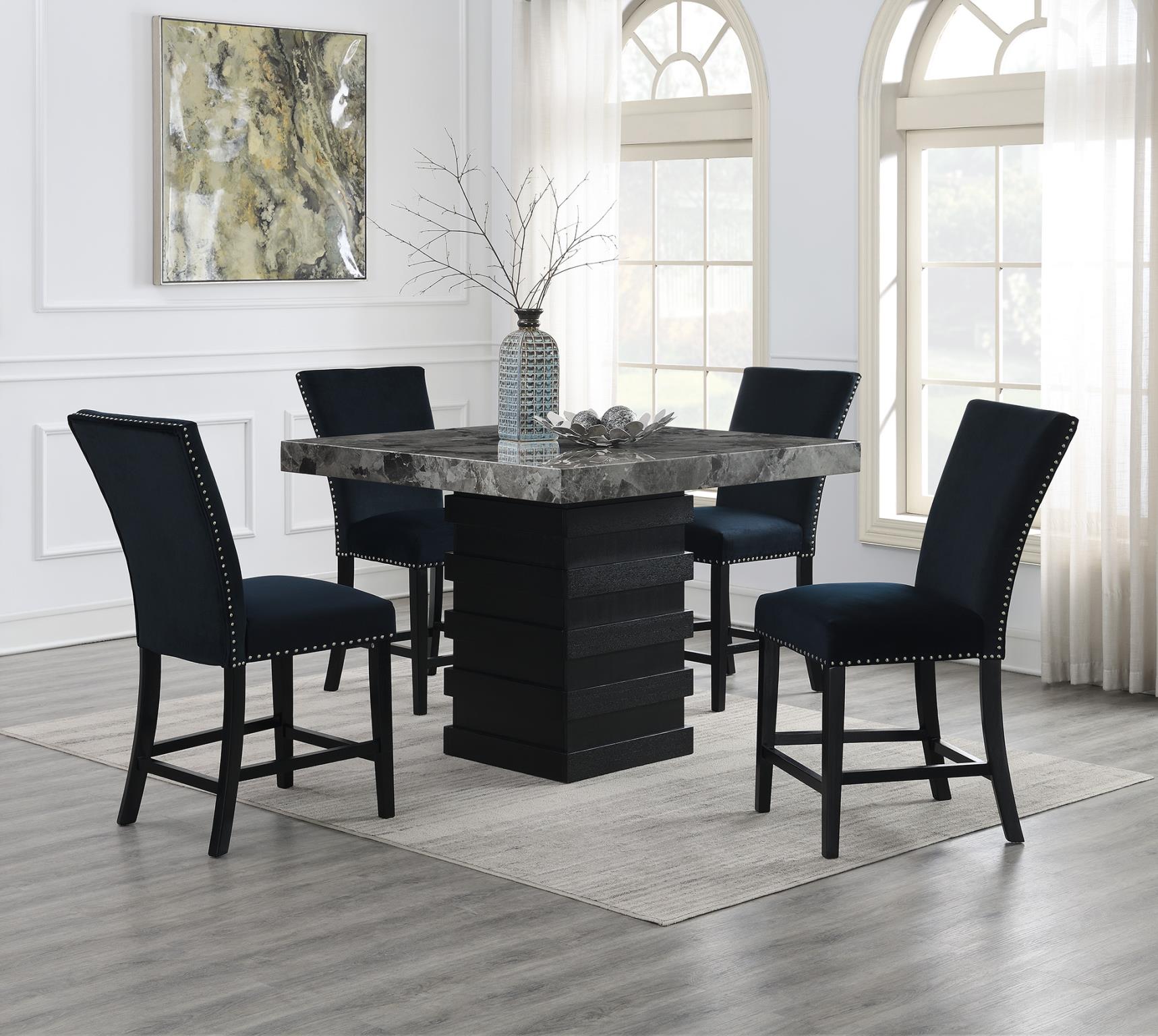 COUNTER TABLE & 4 BLACK CHAIRS view 2