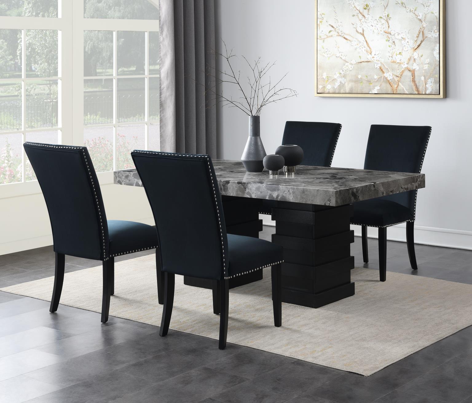 DINING TABLE & 4 BLACK CHAIRS view 2