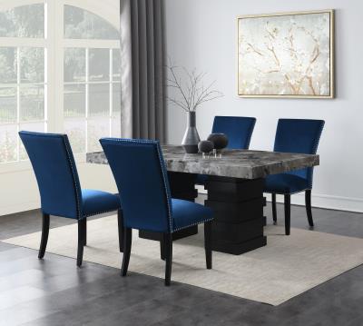 DINING TABLE & 4 BLUE CHAIRS