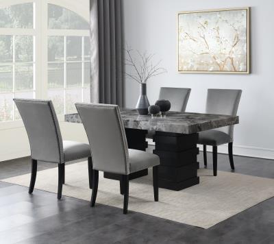 DINING TABLE & 4 GRAY CHAIRS