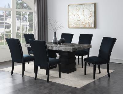 DINING TABLE & 6 BLACK CHAIRS