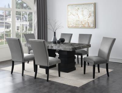 DINING TABLE & 6 GRAY CHAIRS