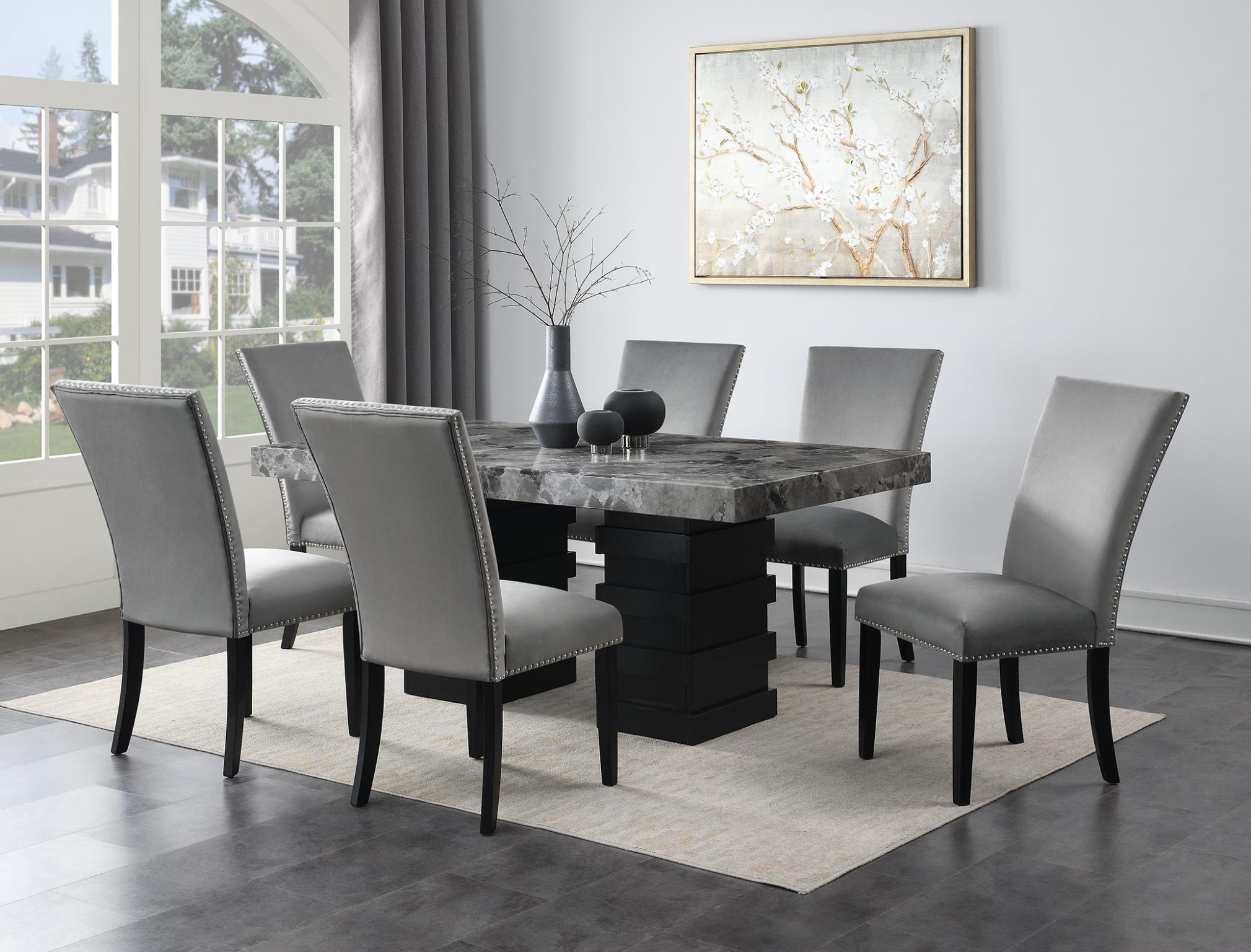 DINING TABLE & 6 GRAY CHAIRS view 2