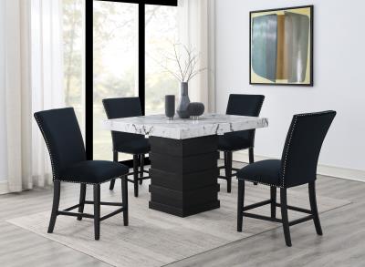 COUNTER TABLE & 4 BLACK CHAIRS
