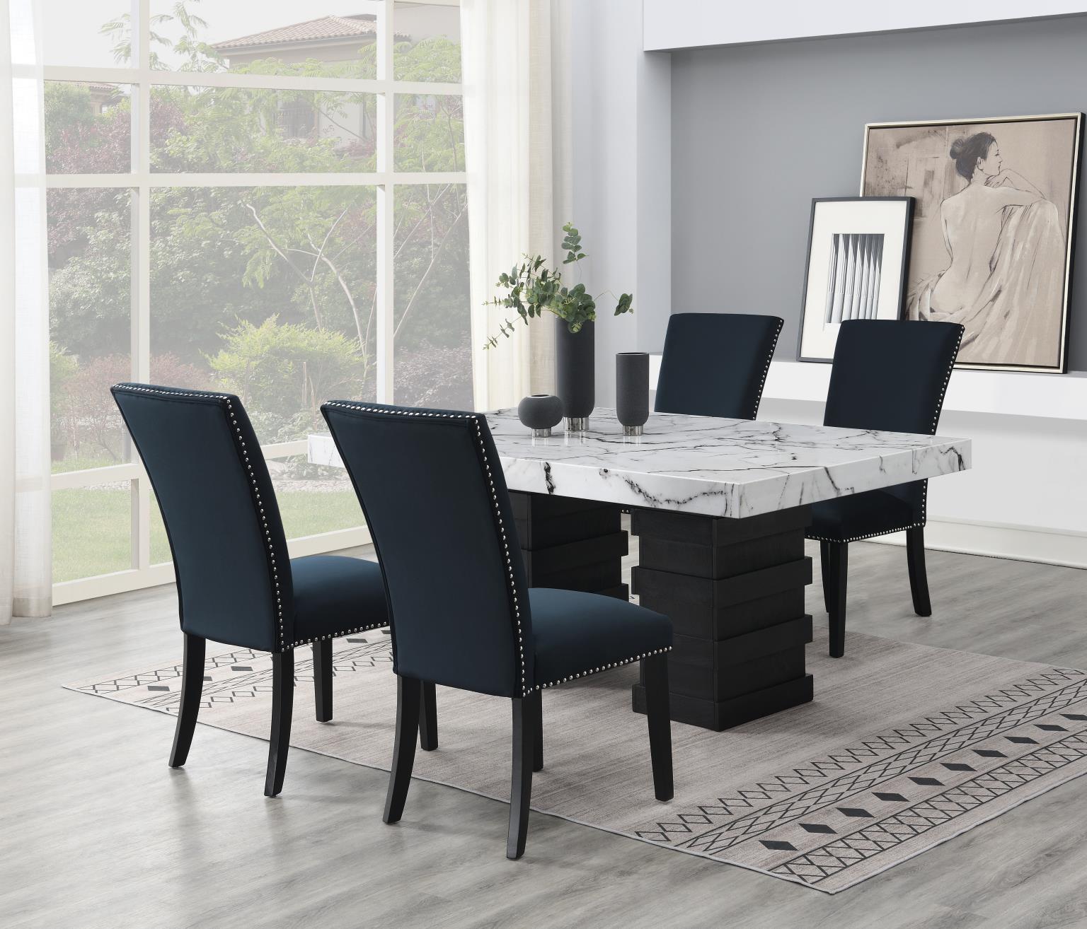 DINING TABLE & 4 BLACK CHAIRS view 2