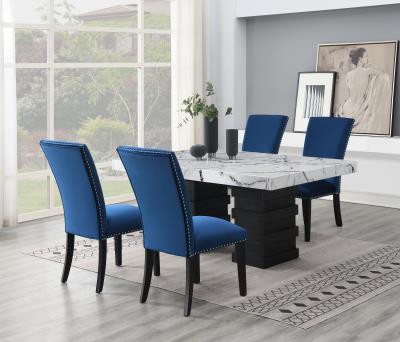 DINING TABLE & 4 BLUE CHAIRS