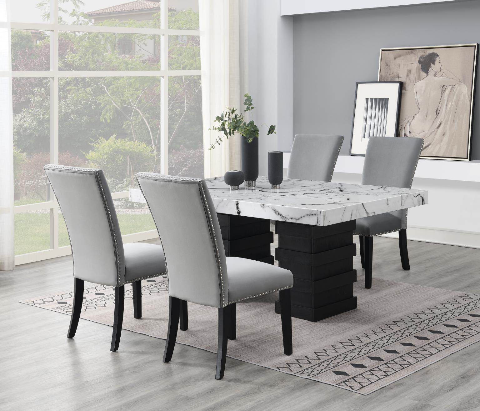 DINING TABLE & 4 GRAY CHAIRS view 2