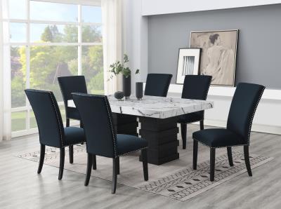 DINING TABLE & 6 BLACK CHAIRS