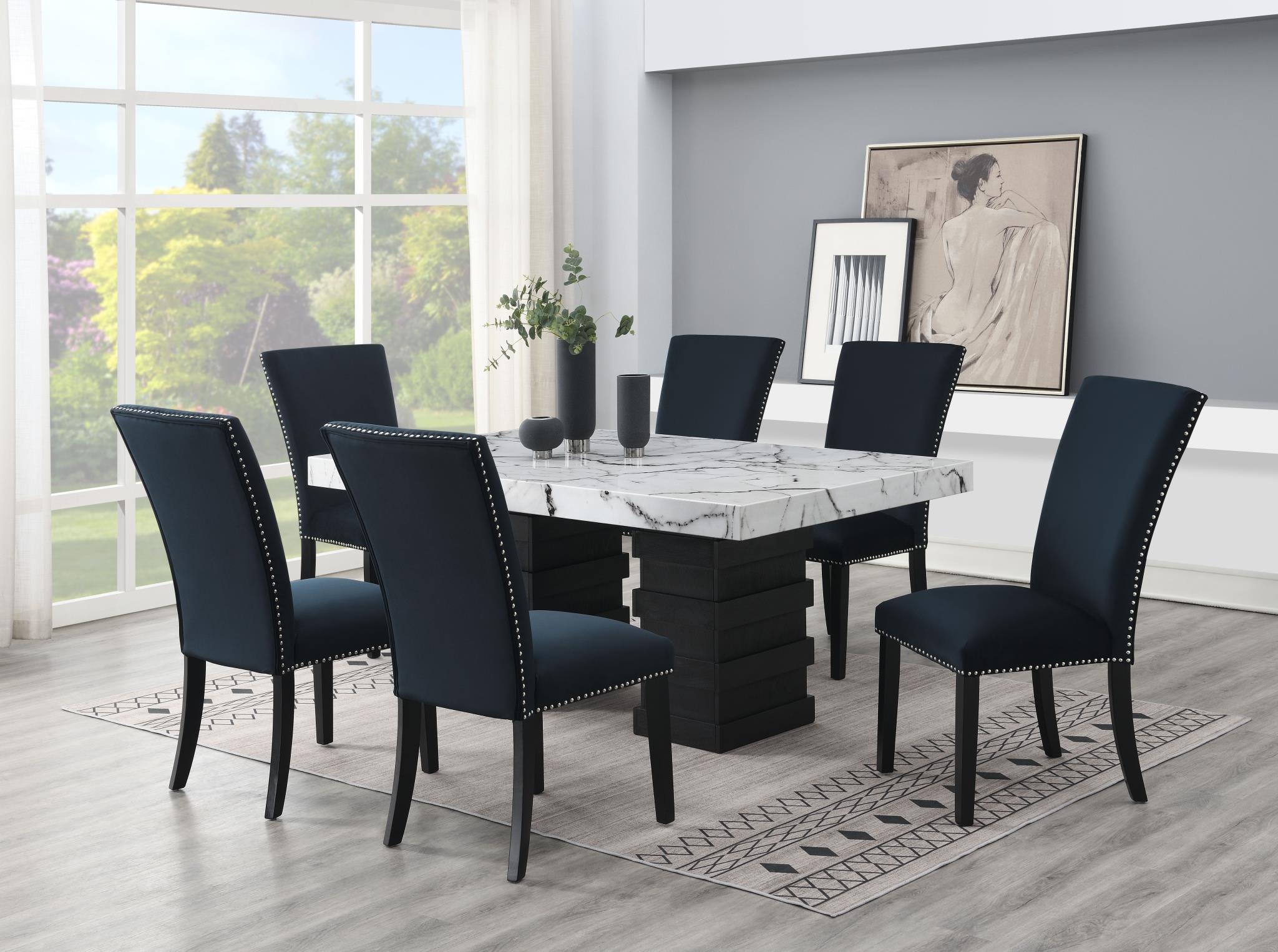 DINING TABLE & 6 BLACK CHAIRS view 2