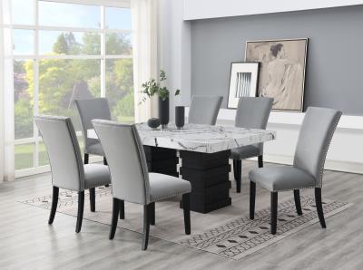 DINING TABLE & 6 GRAY CHAIRS