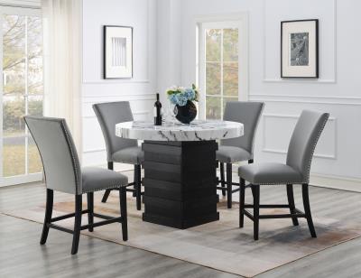 COUNTER TABLE & 4 GRAY CHAIRS