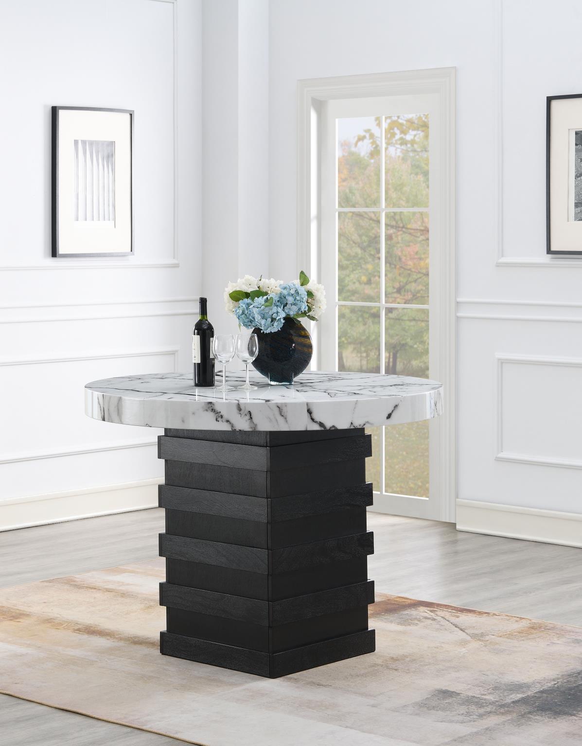 WHITE ROUND COUNTER HEIGHT TABLE view 2