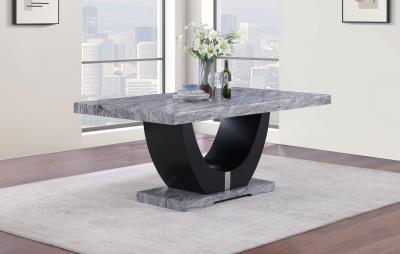 GRAY FAUX MARBLE DINING TABLE