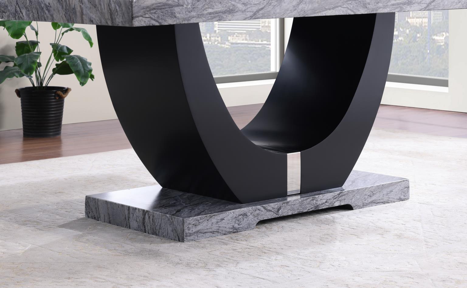GRAY FAUX MARBLE DINING TABLE view 3