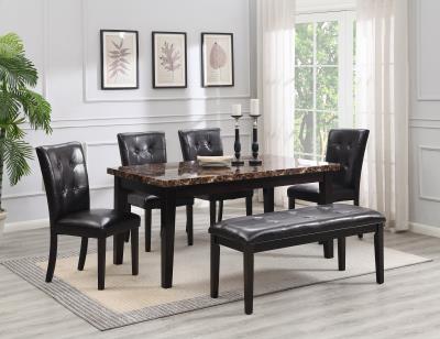 DINING TABLE & 4 SIDE CHAIRS & BENCH