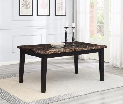 BROWN FAUX MARBLE DINING TABLE