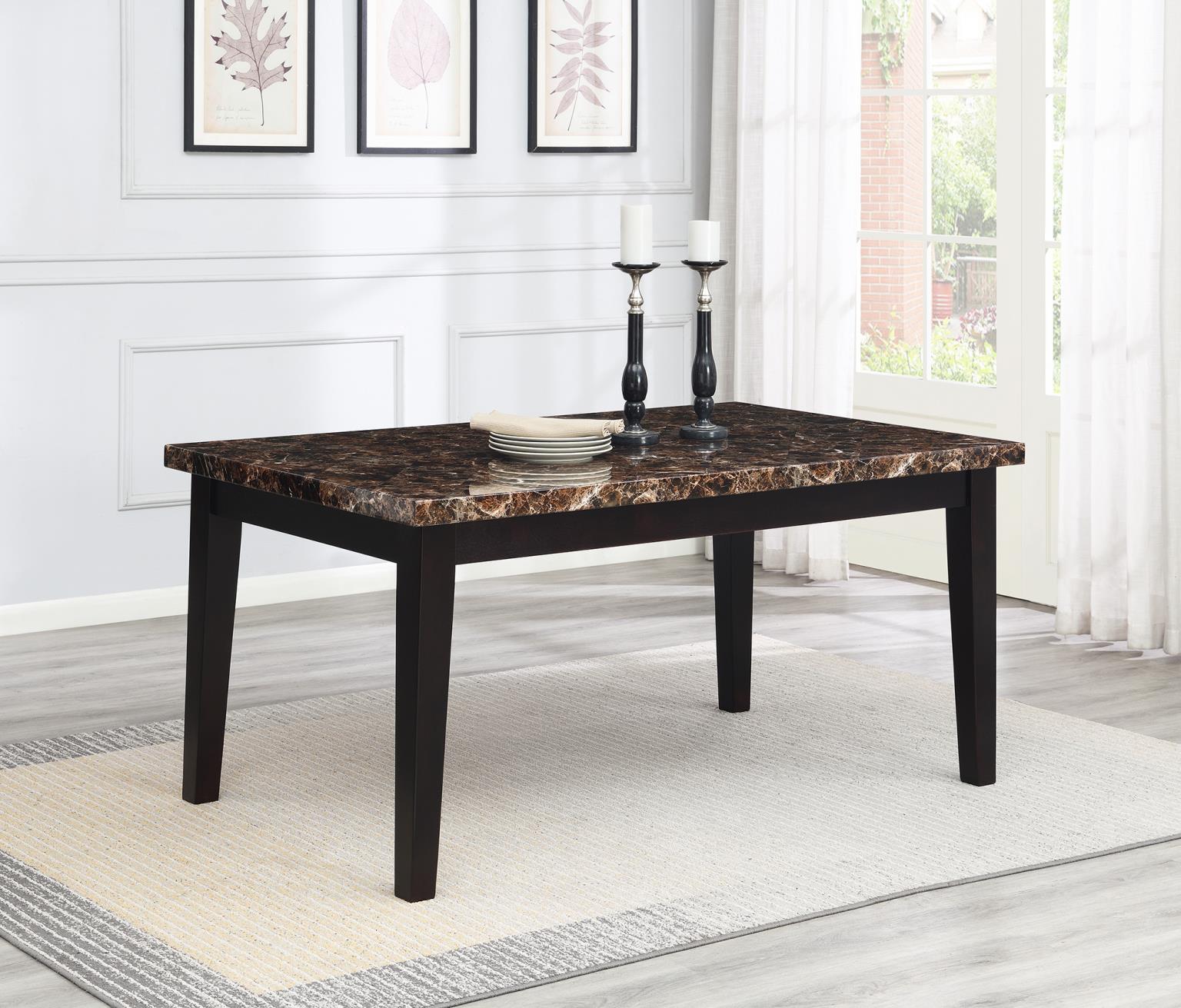 BROWN FAUX MARBLE DINING TABLE view 2