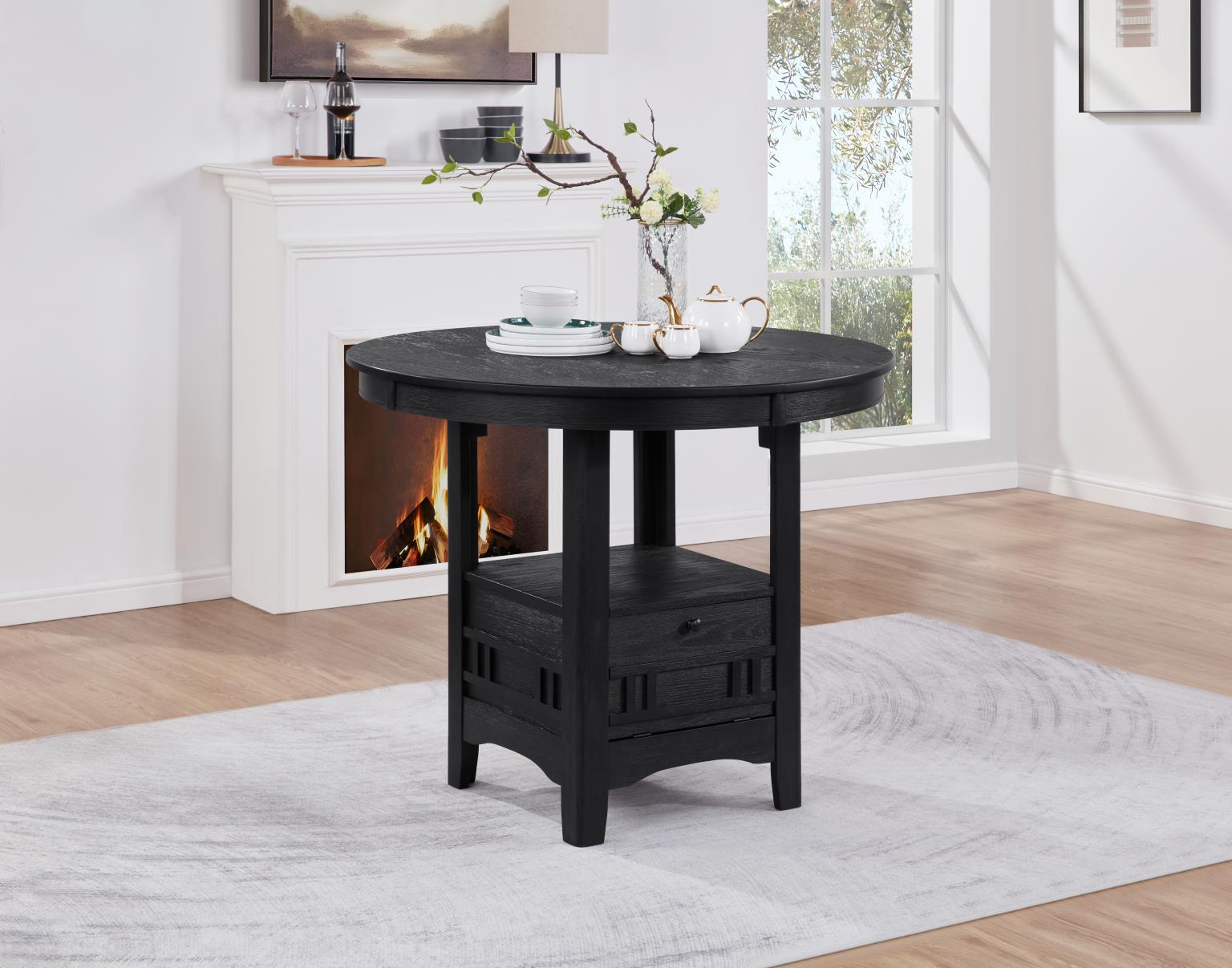 BLACK COUNTER HEIGHT EXTENSION TABLE WIRE BRUSH view 2