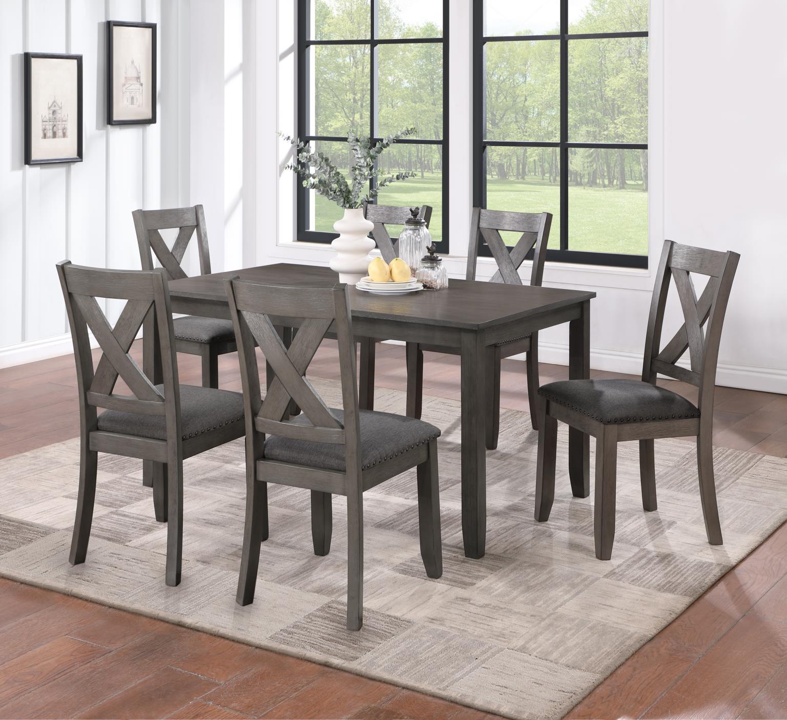 GRAY DINING TABLE W/6 SIDE CHAIRS view 2