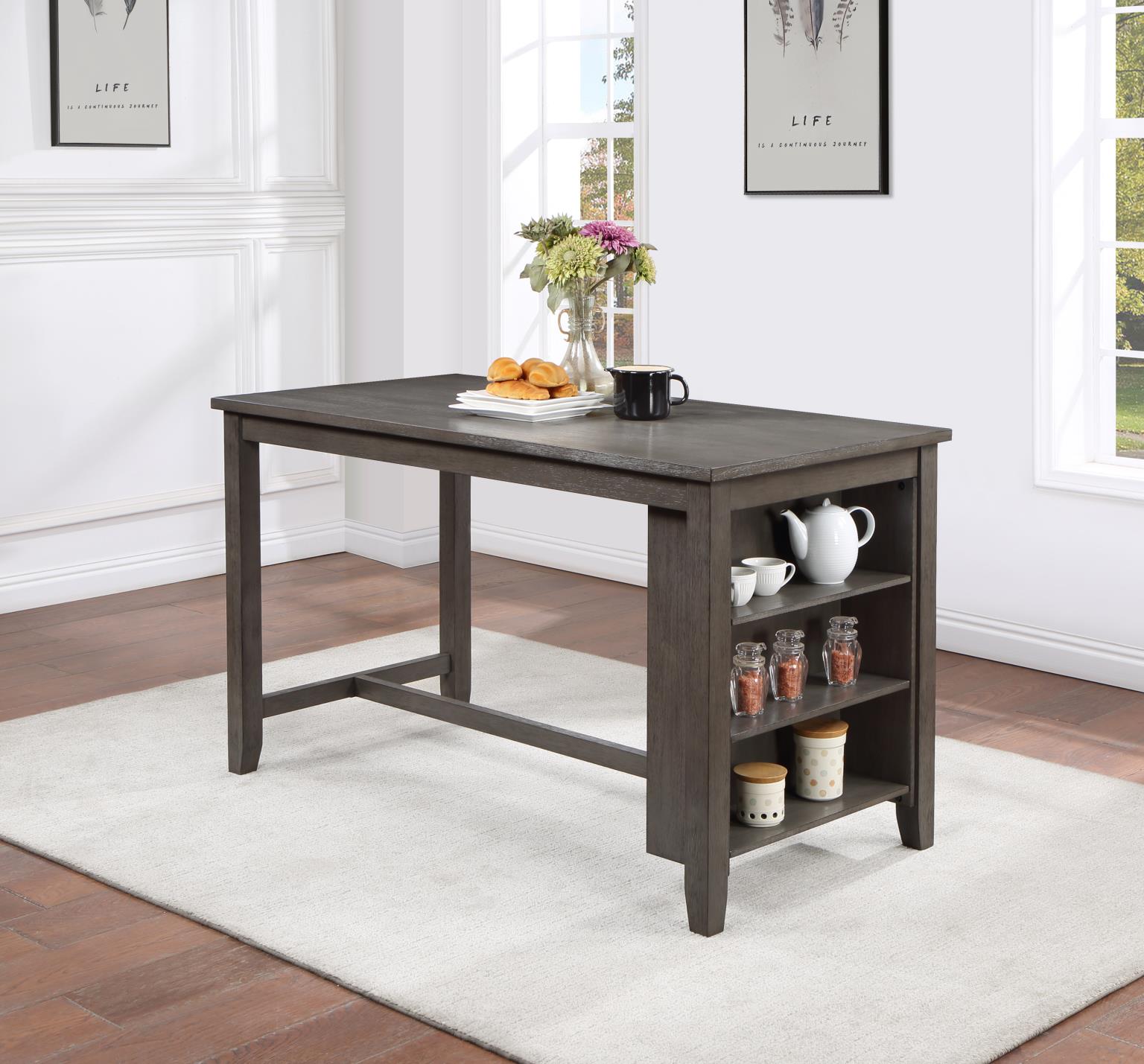 GRAY PUB TABLE WITH WINE RACK view 2
