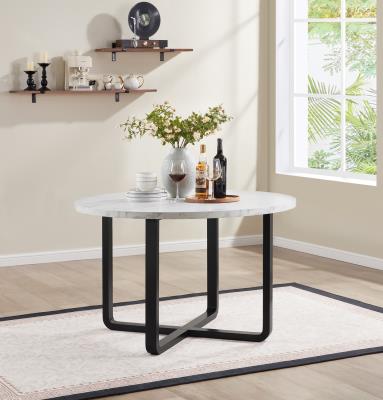 BLACK/WHITE TOP MELAMIN ROUND DINING TABLE