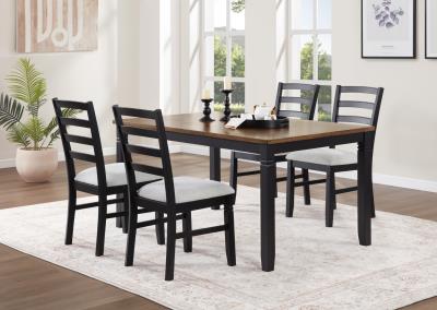 BLACK/DARK BROWN DINING TABLE & 4 CHAIRS, MUST BE SOLD WITH BENCH