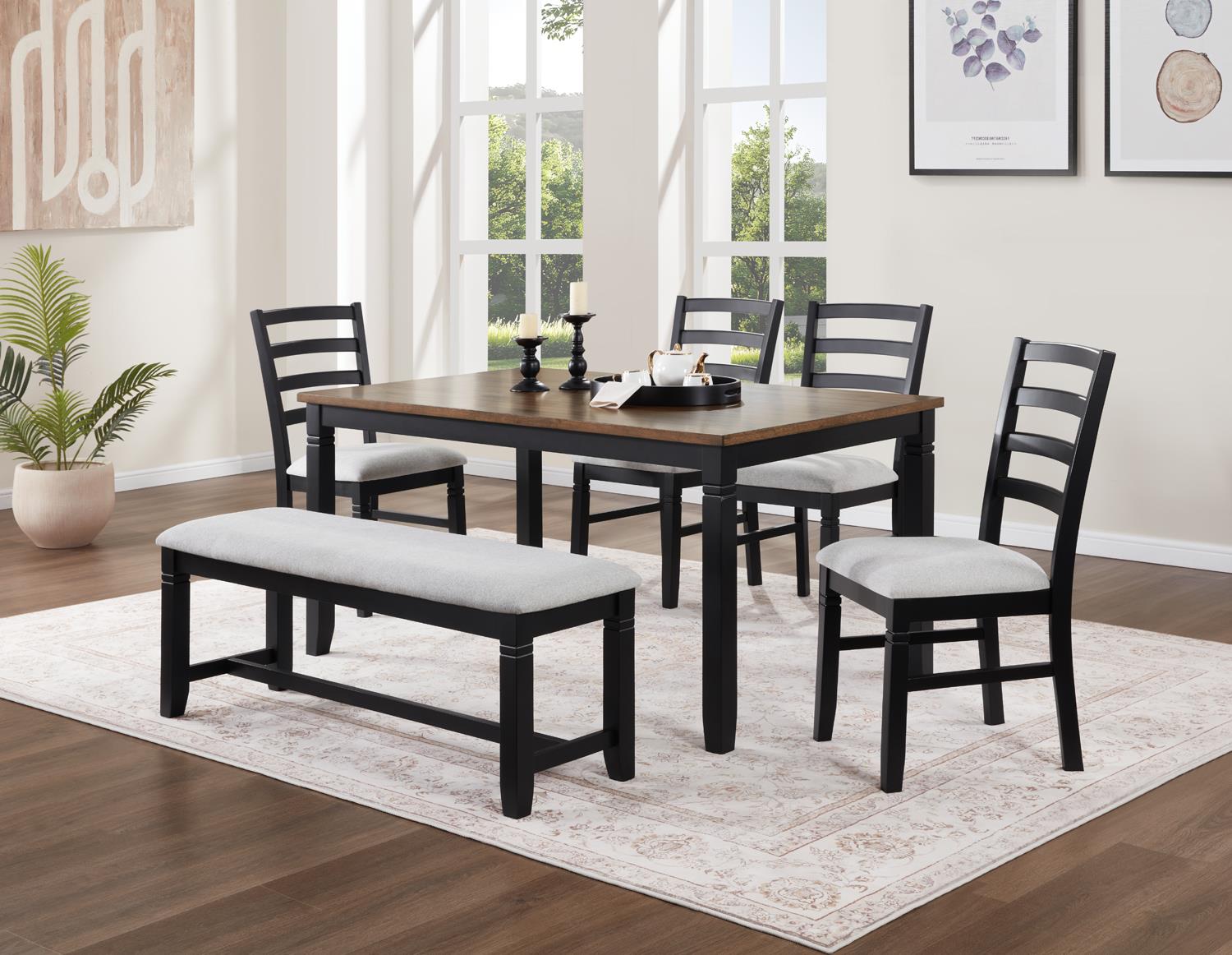 BLACK/DARK BROWN DINING TABLE & 4 CHAIRS, MUST BE SOLD WITH BENCH view 3