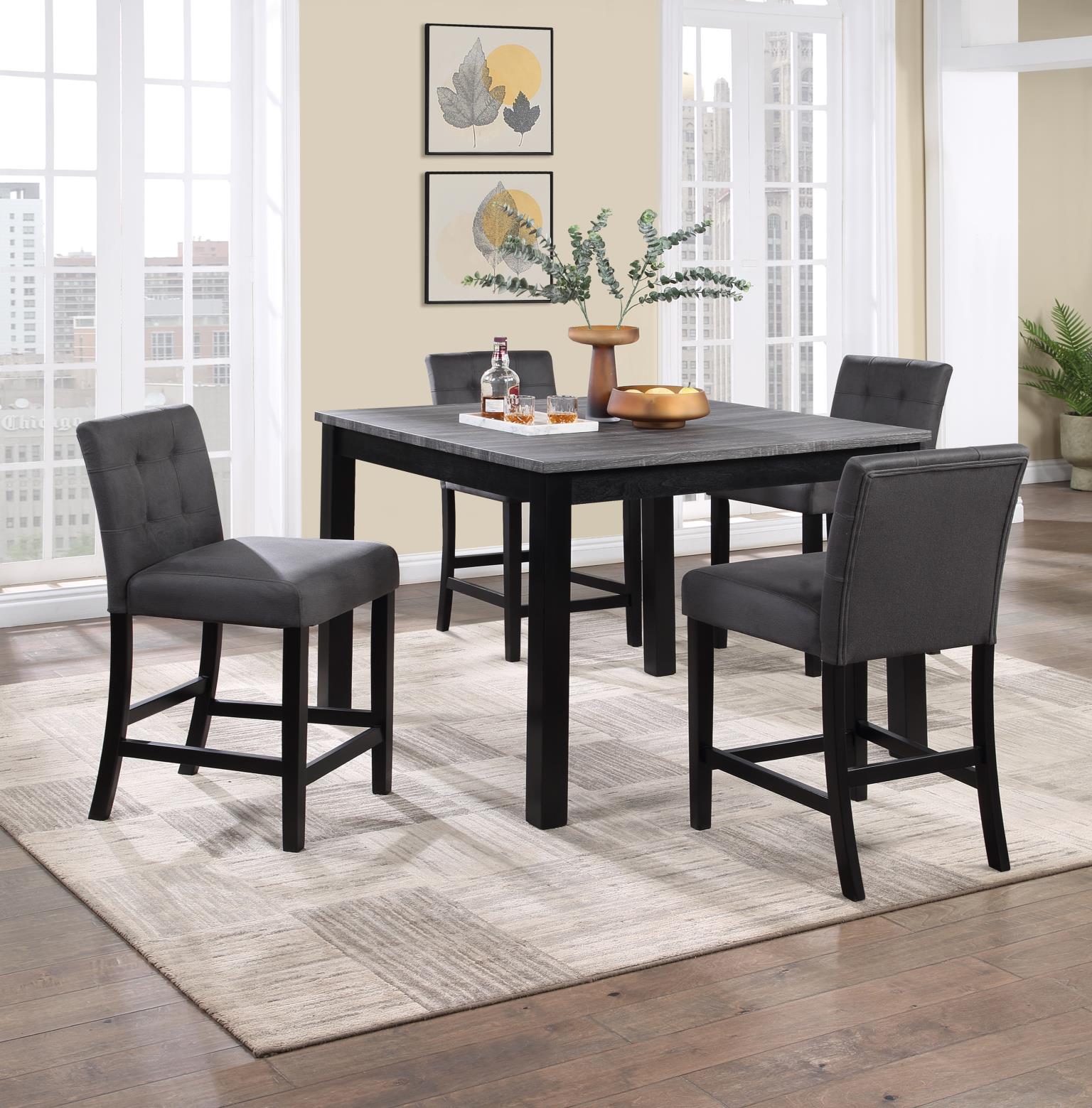 GRAY COUNTER TABLE W/ 4 CHAIRS view 2