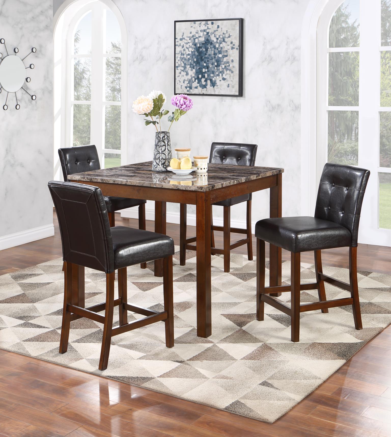 BROWN COUNTER TABLE W/ 4 CHAIRS view 2