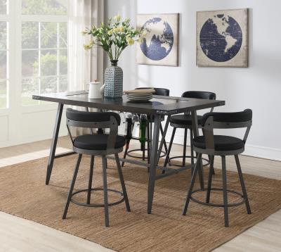 TABLE & 4 BLACK CHAIRS