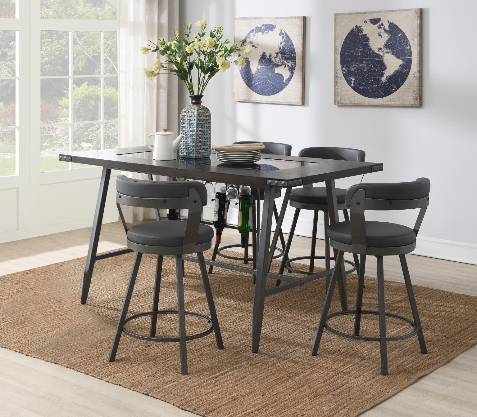 TABLE & 4 GRAY CHAIRS view 2