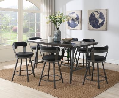 TABLE & 6 BLACK CHAIRS