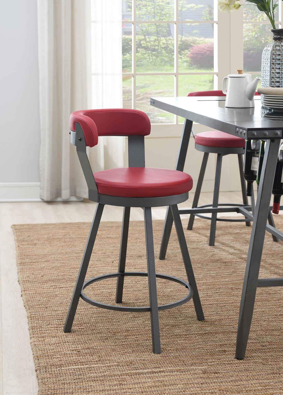 TABLE & 6 RED CHAIRS view 3