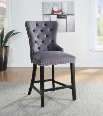DARK GRAY VELVET COUNTER CHAIR (Price Per Chair/MOQ 2)