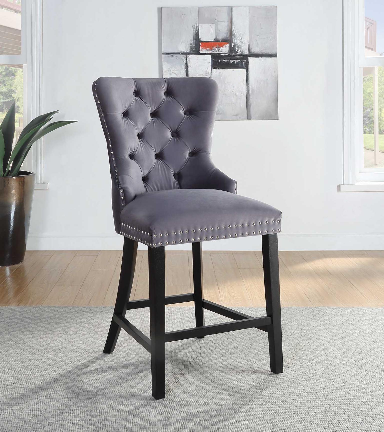 DARK GRAY VELVET COUNTER CHAIR (Price Per Chair/MOQ 2) view 2