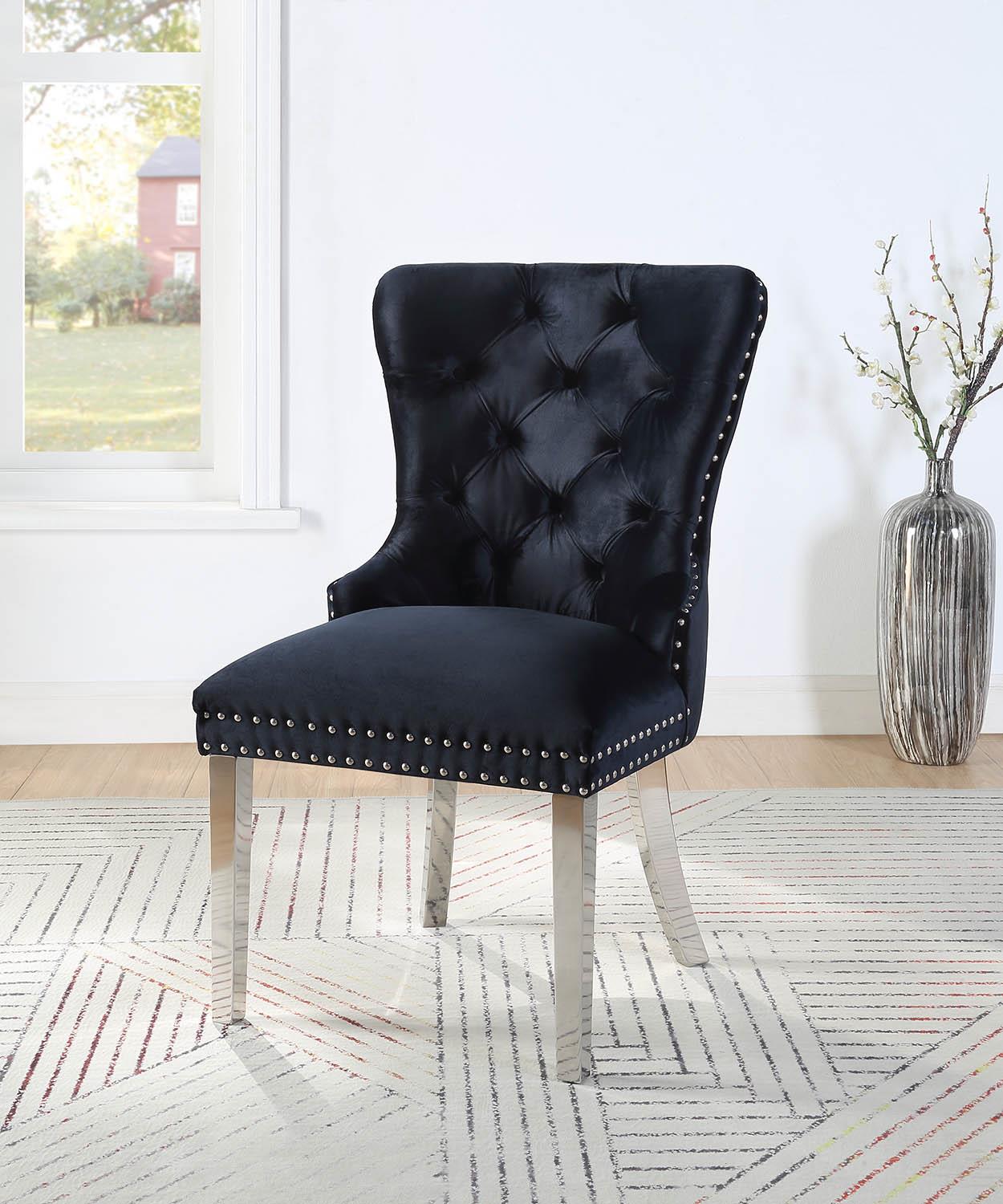 BLACK VELVET DINING SIDE CHAIR W/CHROME LEGS (Price Per Chair/MOQ 2) view 2