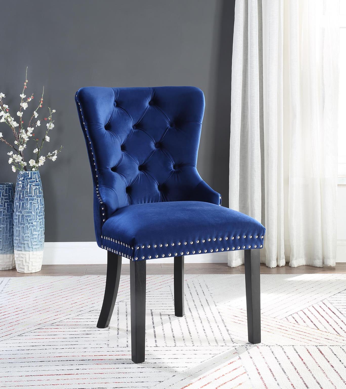 DARK NAVY VELVET DINING SIDE CHAIR (Price Per Chair/MOQ 2) view 2