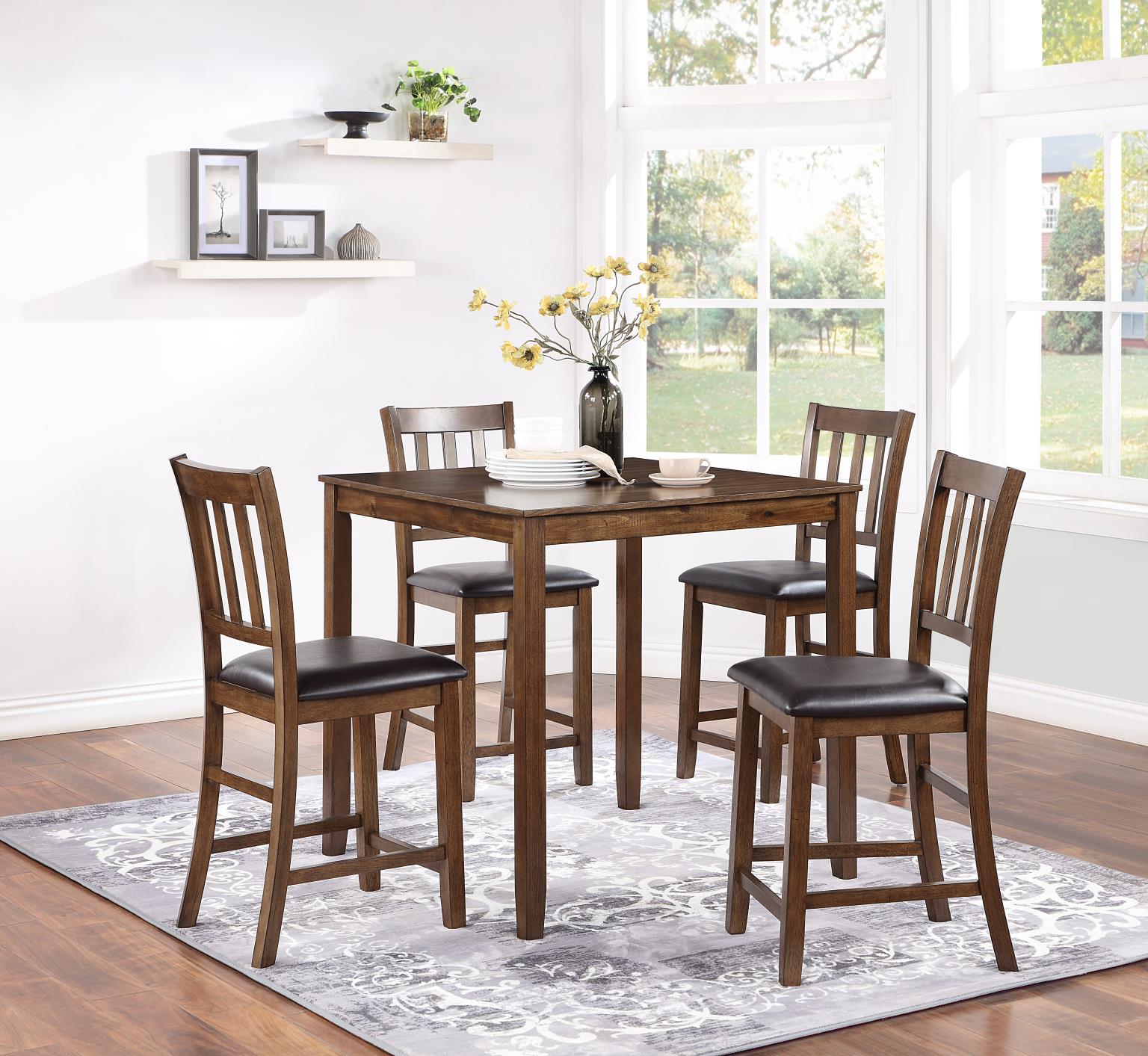 WALNUT COUNTER TABLE W/ 4 CHAIRS view 2