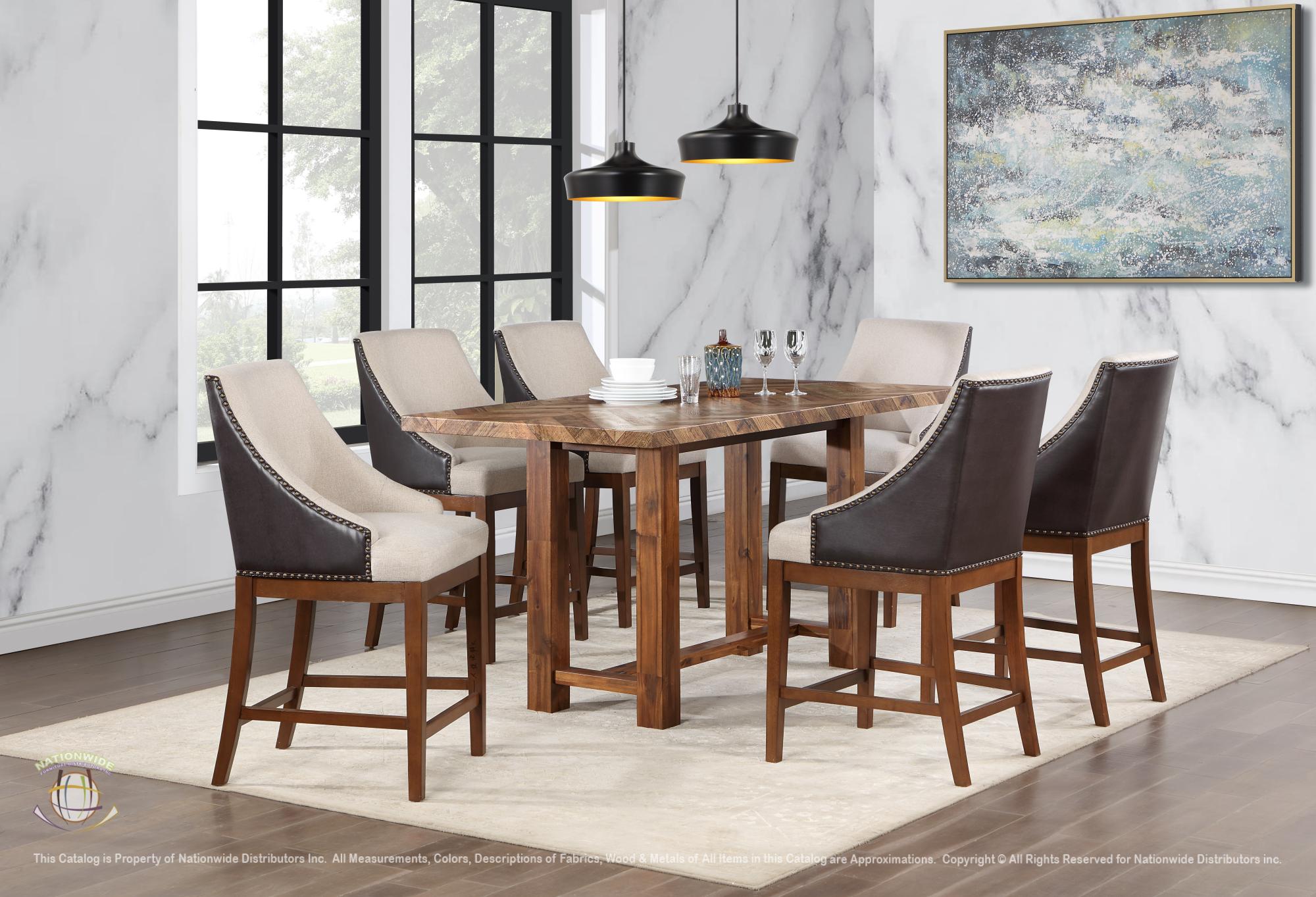 Pub Table and 6 x Upholsterd Pub Chair