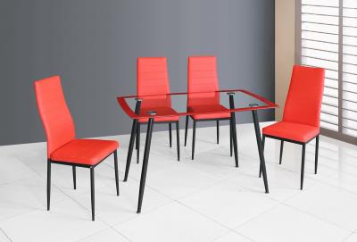 RED DINING TABLE & 4 CHAIRS